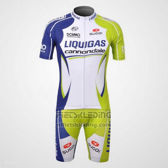 2012 Fietskleding Liquigas Cannondale Groen en Wit Korte Mouwen en Koersbroek